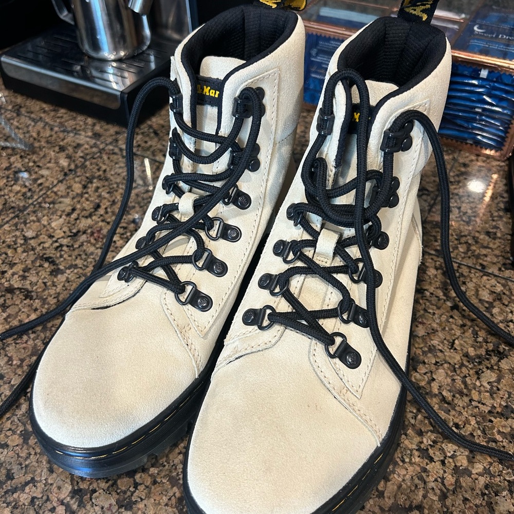 Dr. Martens Cream and Black Boots Classic Design